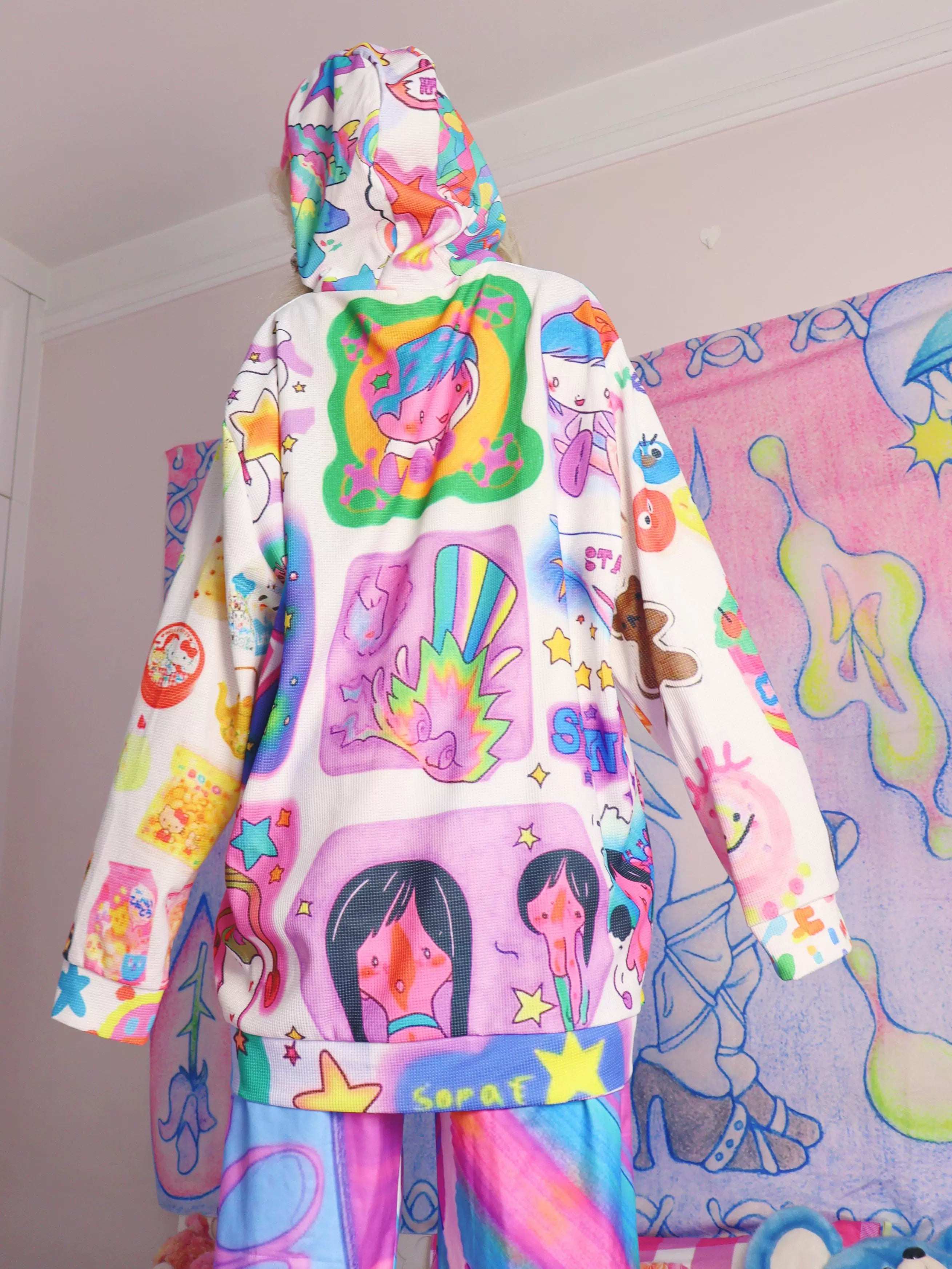 Kawaii Character Print Hoodie