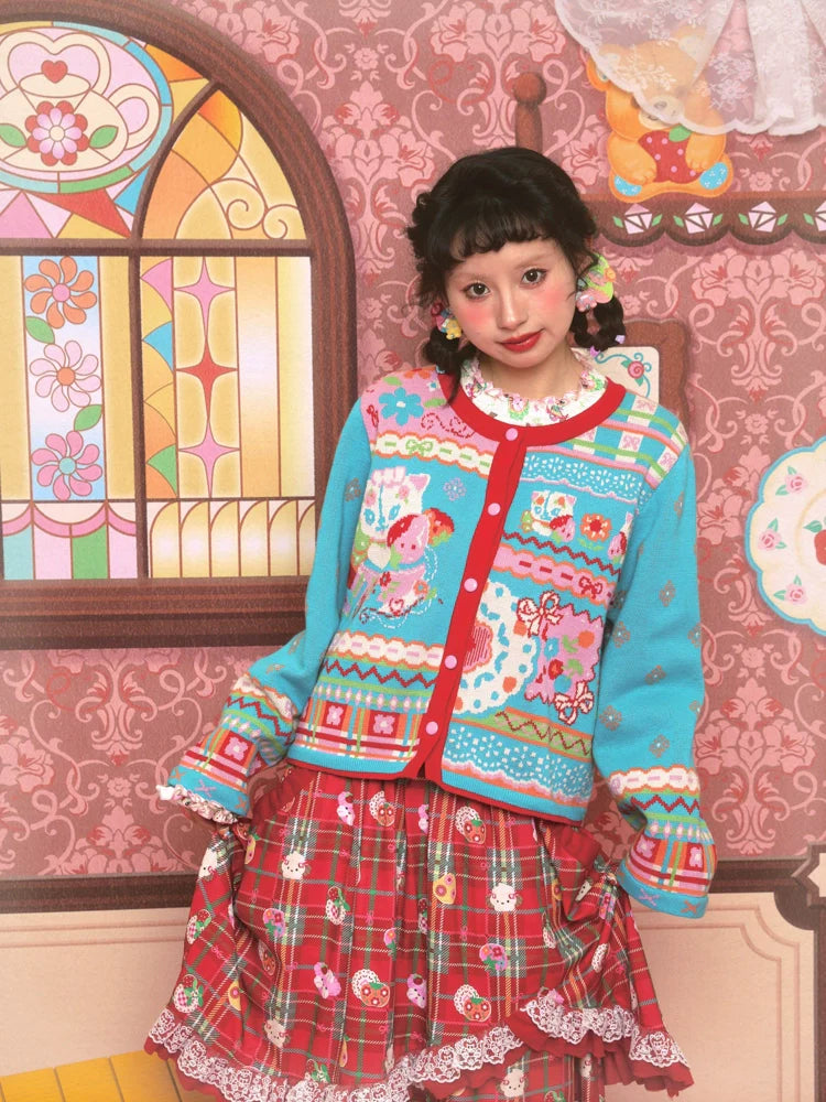 Kitty Wonderland Turquoise Cardigan