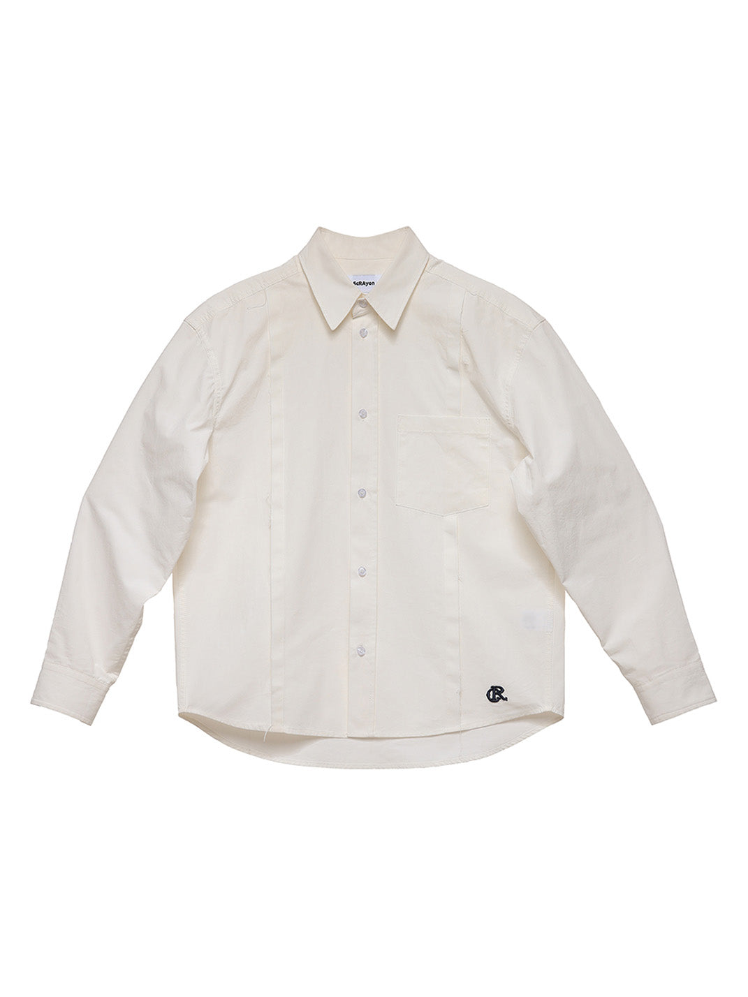 Patchwork Basic Beige Cotton Poplin Embroidered Shirt