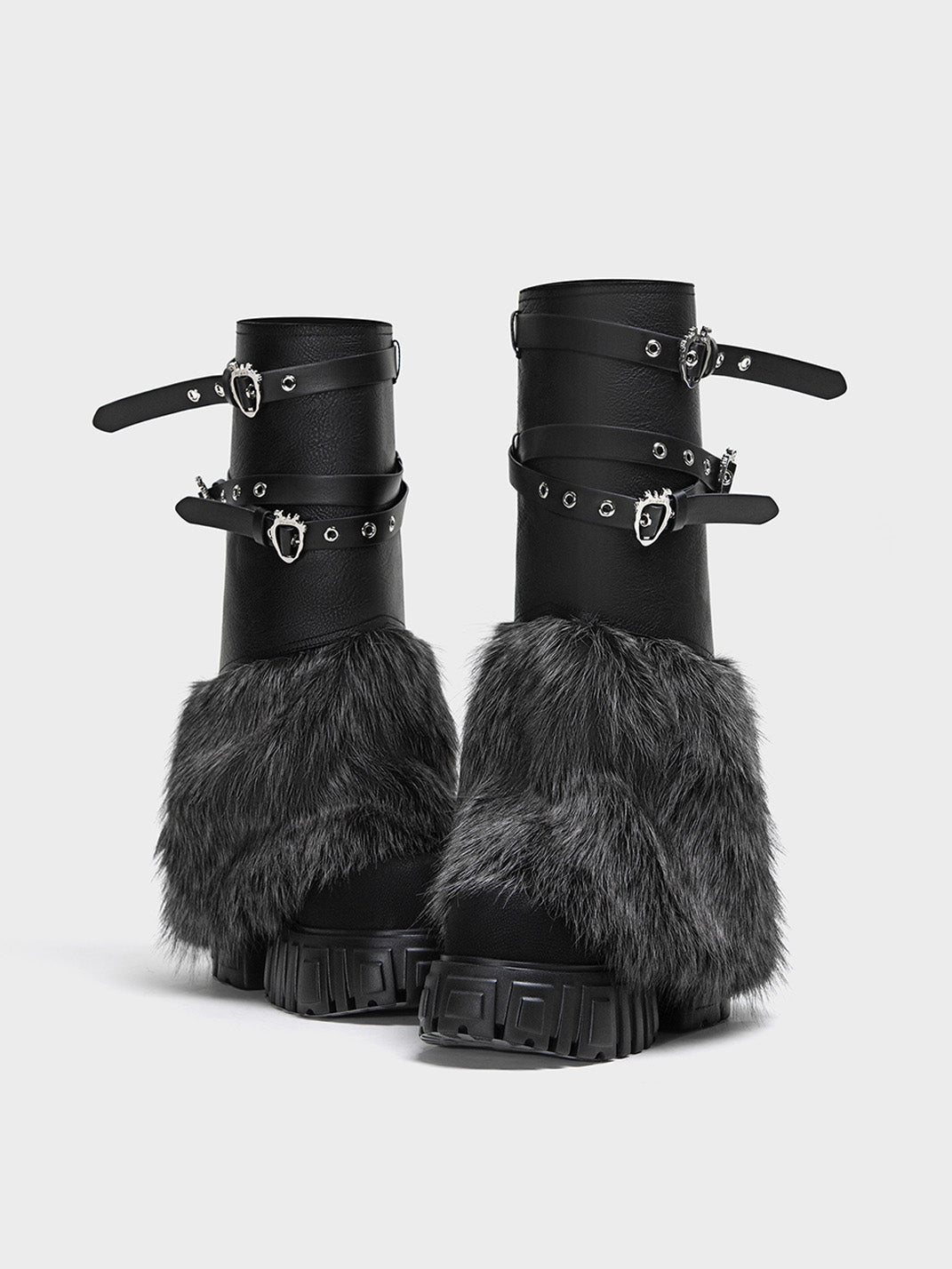 Platform Martin Boots with Removable Fur Shaft