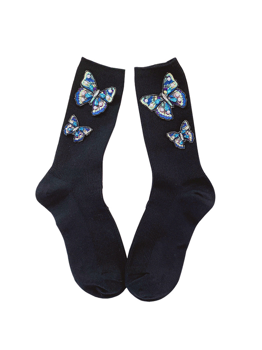 Embroidered Butterfly Pearl Socks
