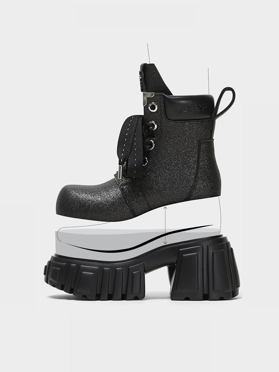 Black Starry Platform Martin Boots With Removable Shaft