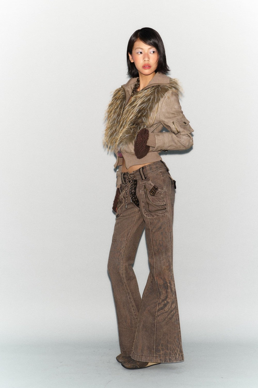 Faux Fur Trim Bomber Jacket