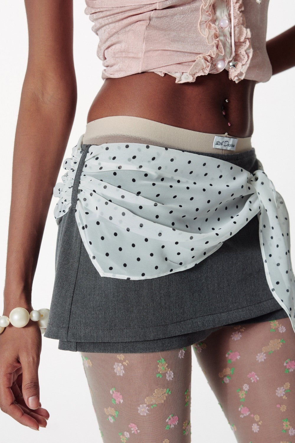 Polka Dot Wrap Scarf Skort