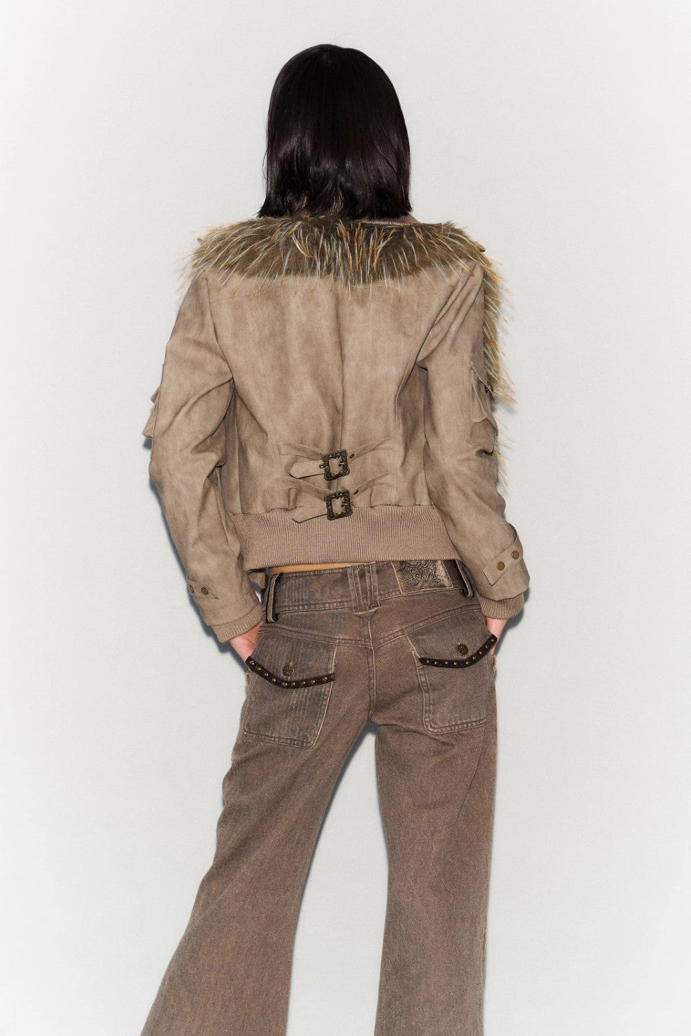Faux Fur Trim Bomber Jacket