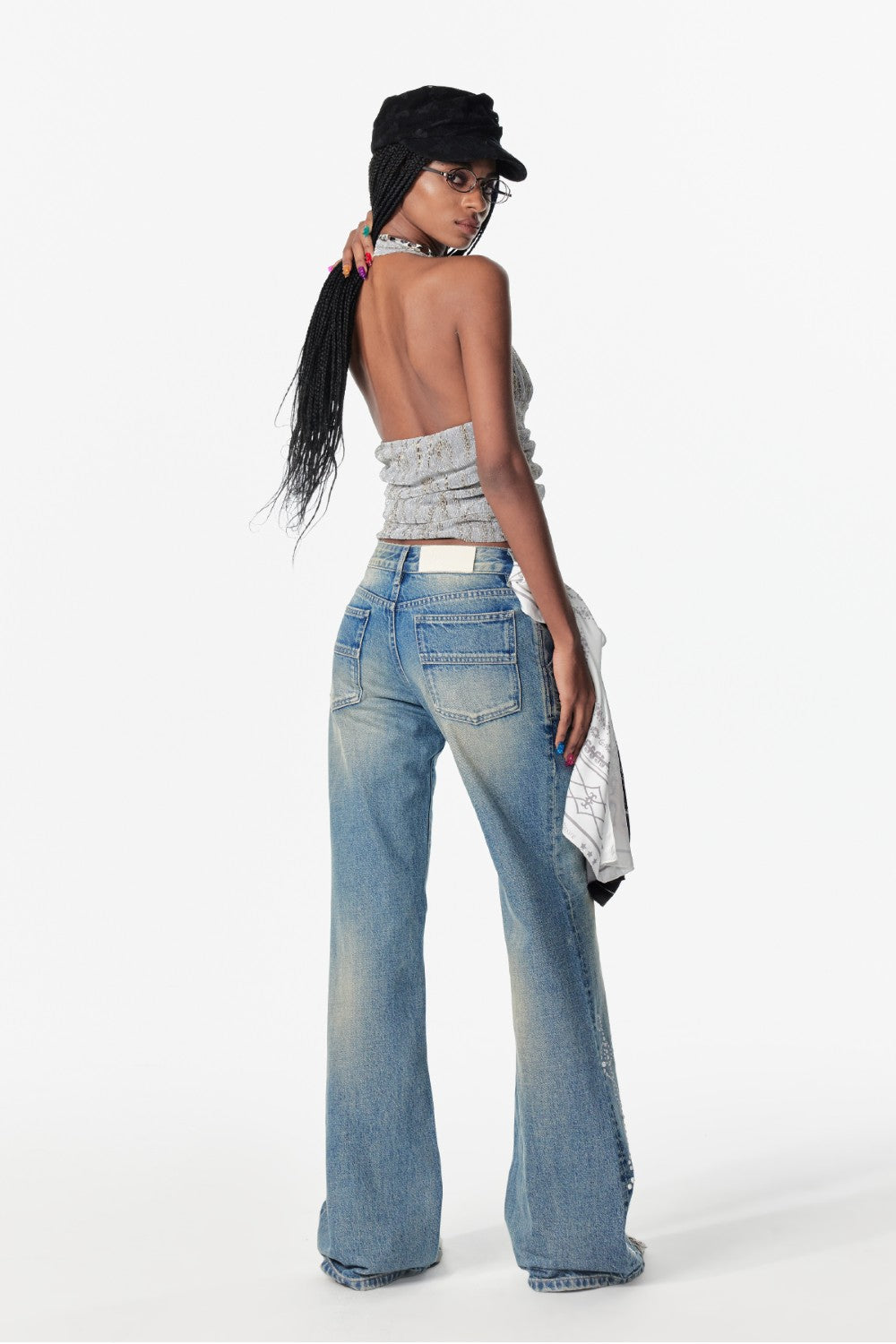 Ruched Halter Button Top