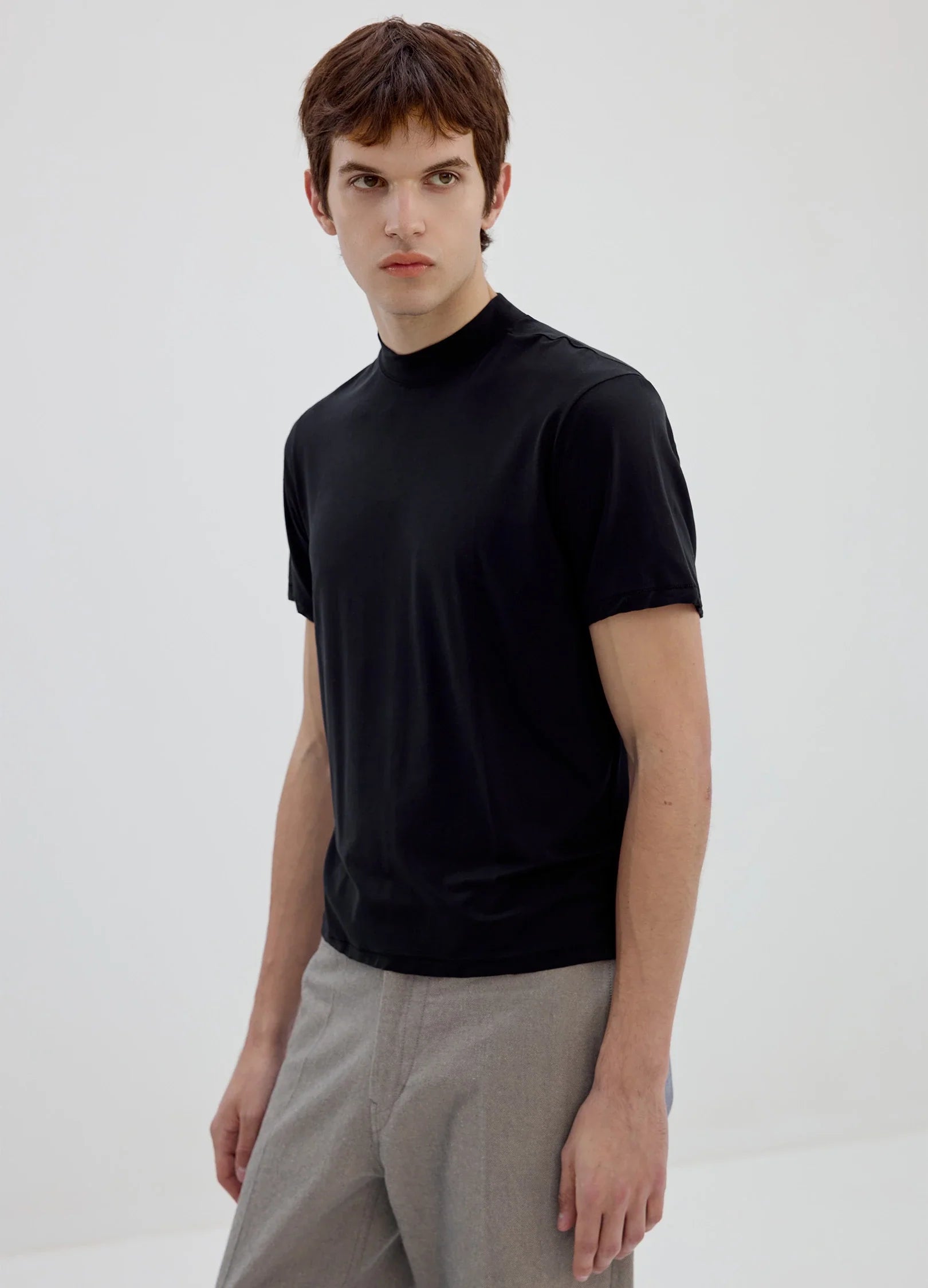 Merino-Blend Mock-Neck Tee