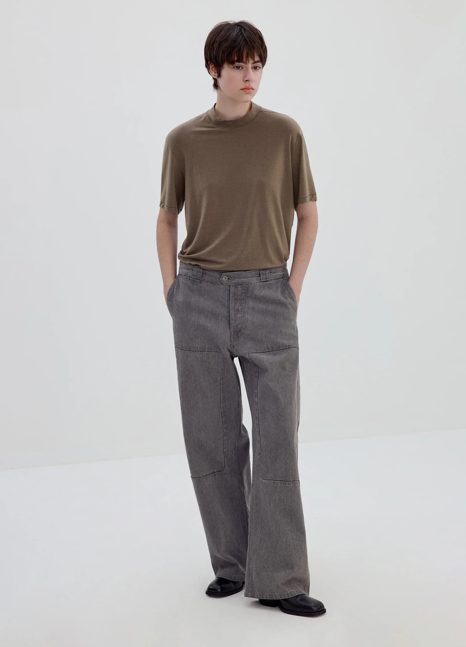 Merino-Blend Mock-Neck Tee