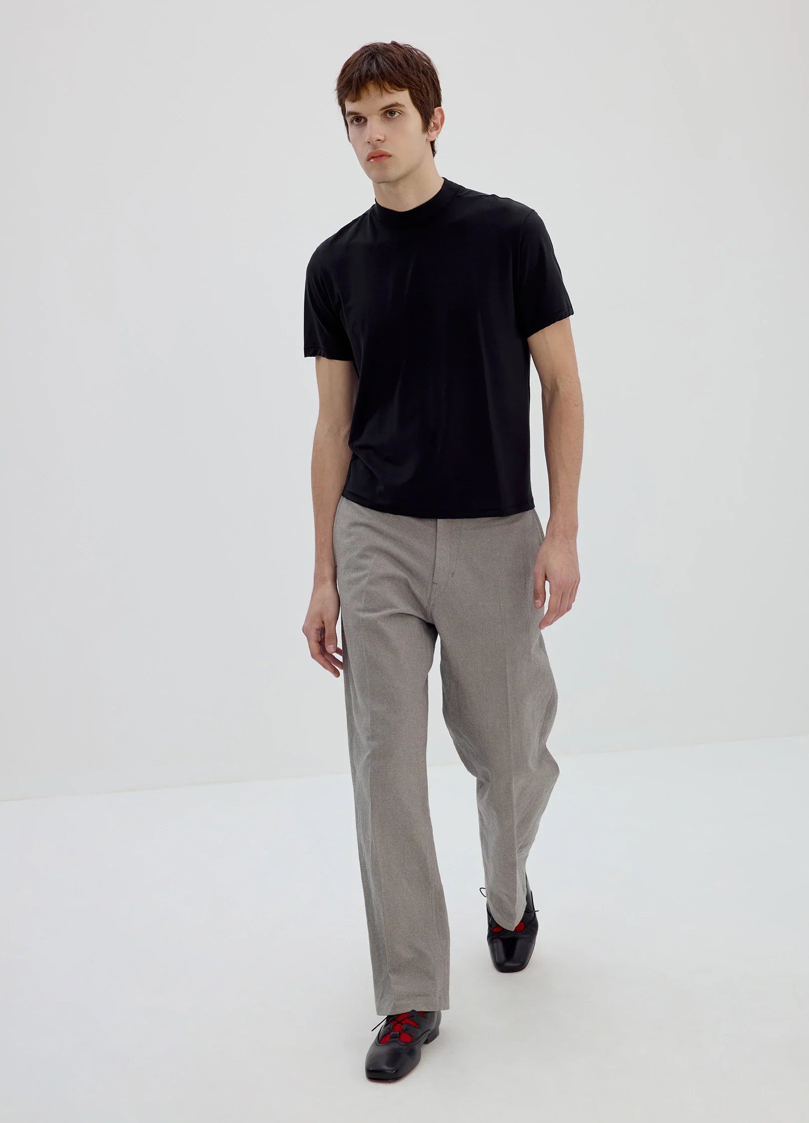 Merino-Blend Mock-Neck Tee