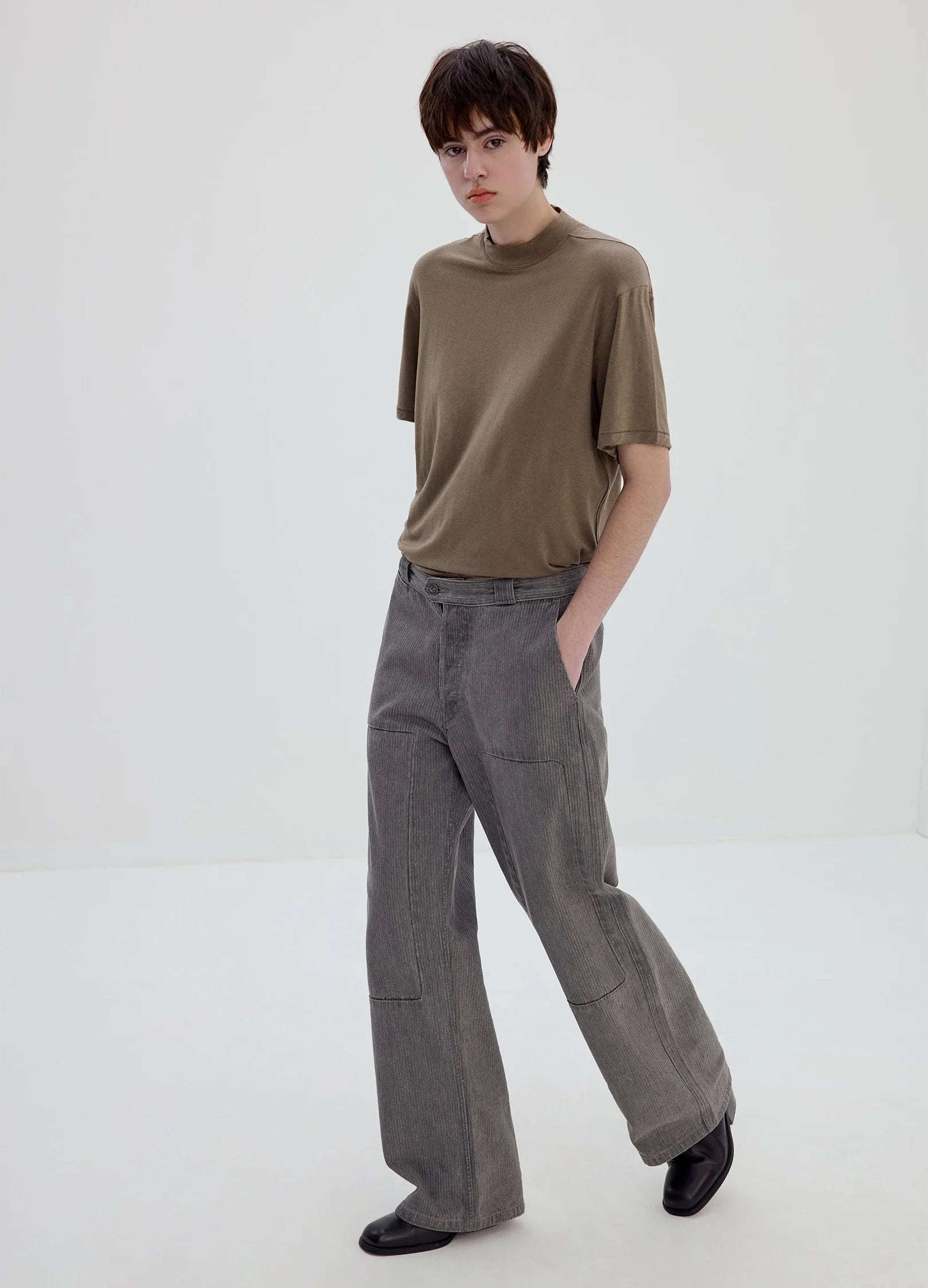 Merino-Blend Mock-Neck Tee