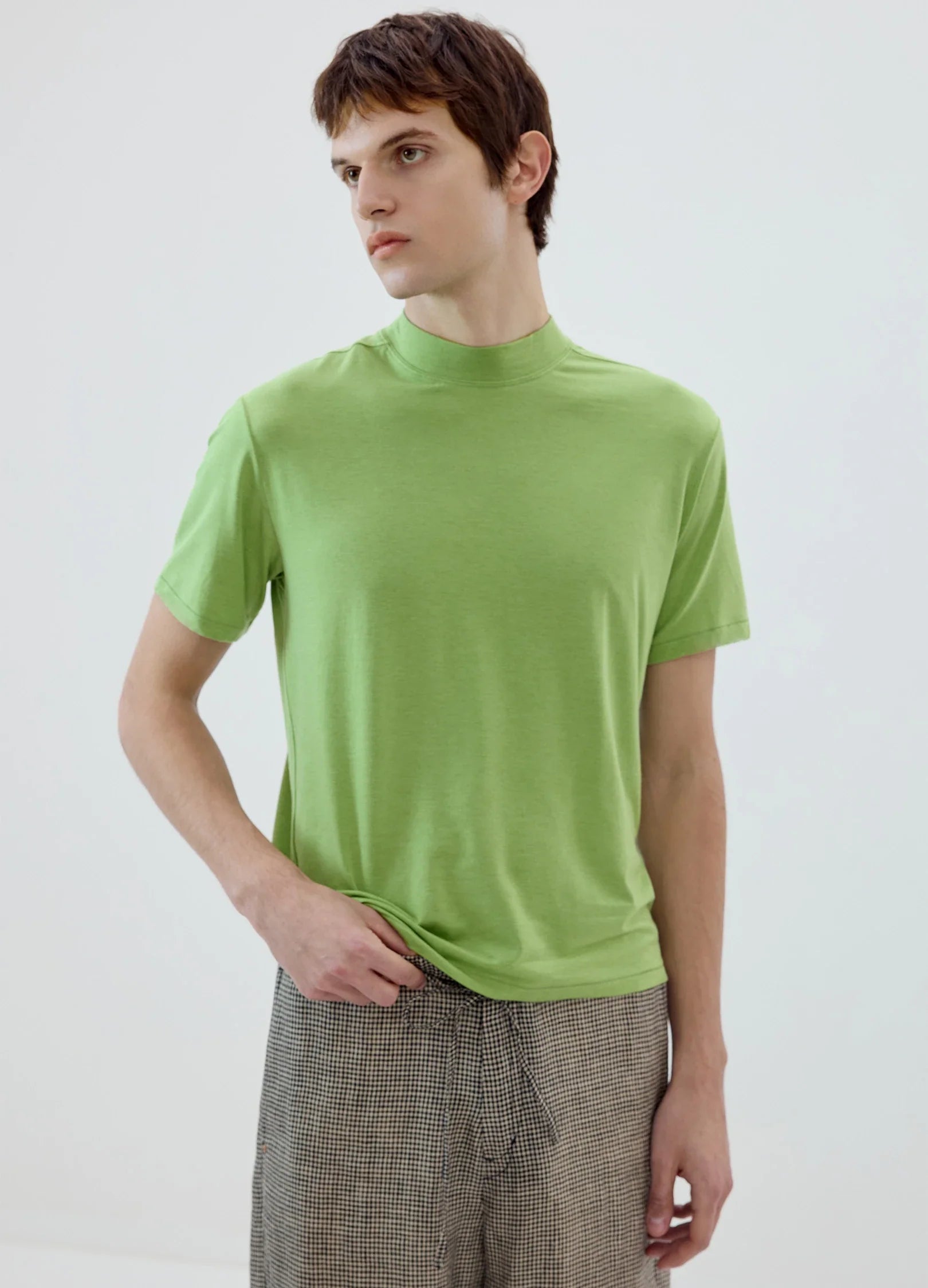 Merino-Blend Mock-Neck Tee