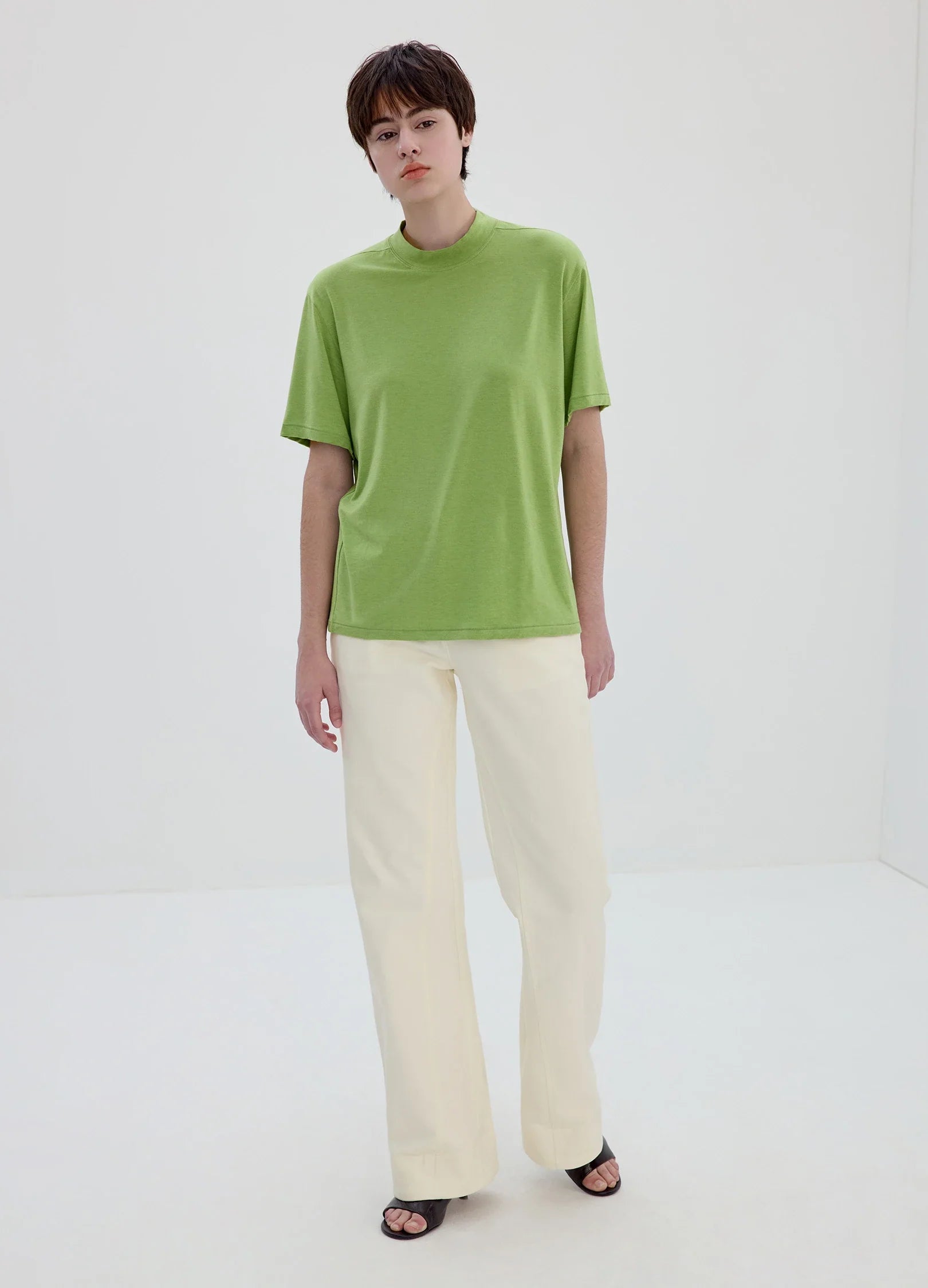 Merino-Blend Mock-Neck Tee