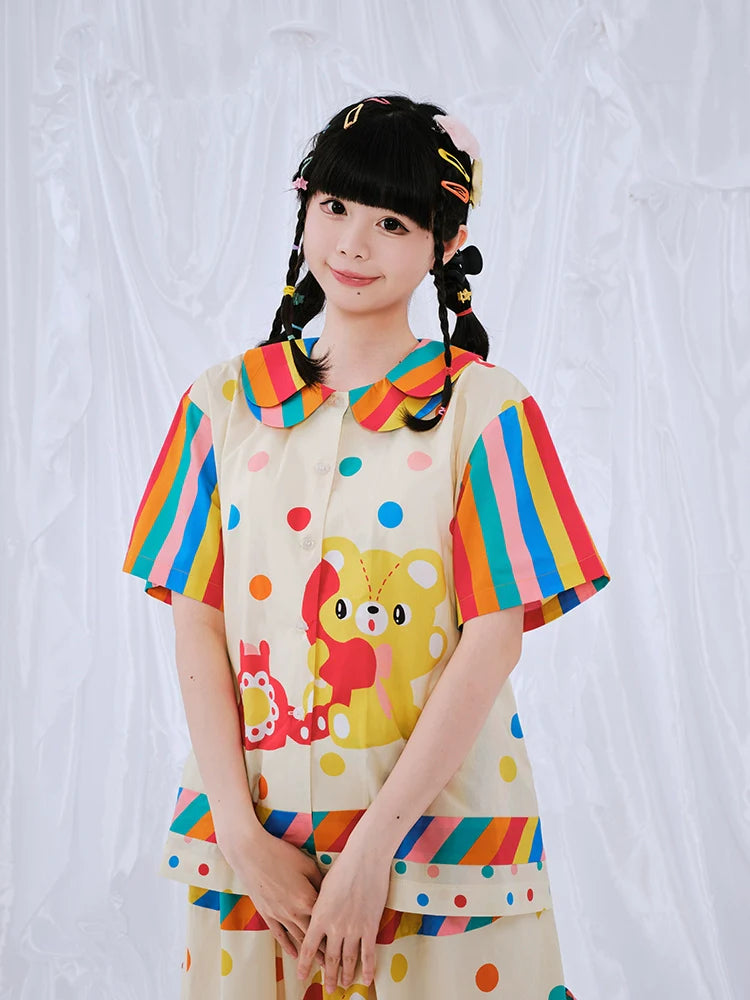 Rainbow Bear Phone Polka Blouse