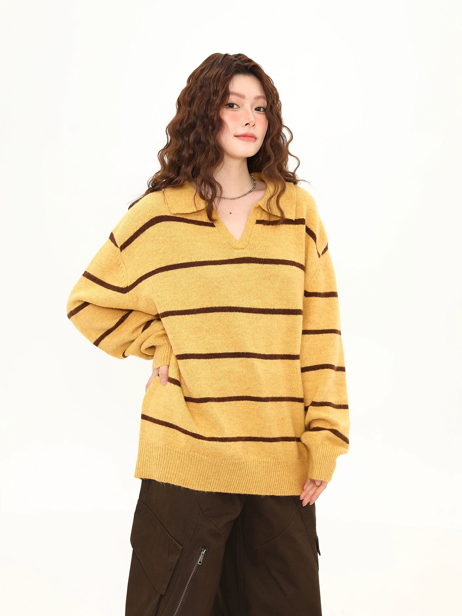Golden Dusk Striped Knit Sweater