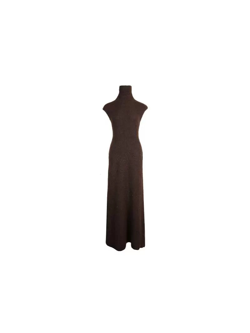 Warm Mohair Turtleneck Knit Maxi Dress