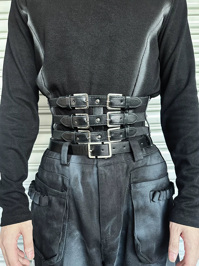 Midnight Reactor Triple-Buckle Corset Belt