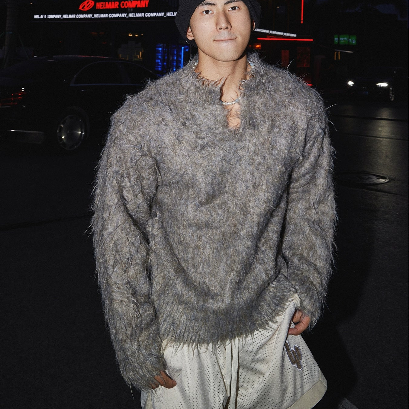 Shadow Wolf Fuzzy Knit Sweater