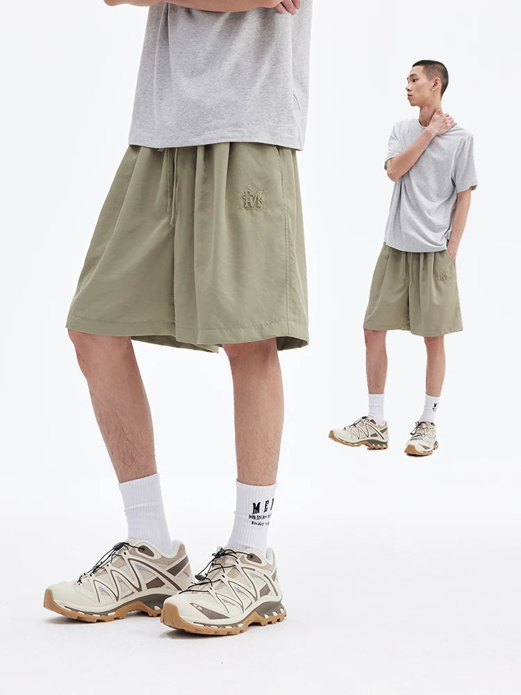 Embroidered Drawstring Bermuda Shorts