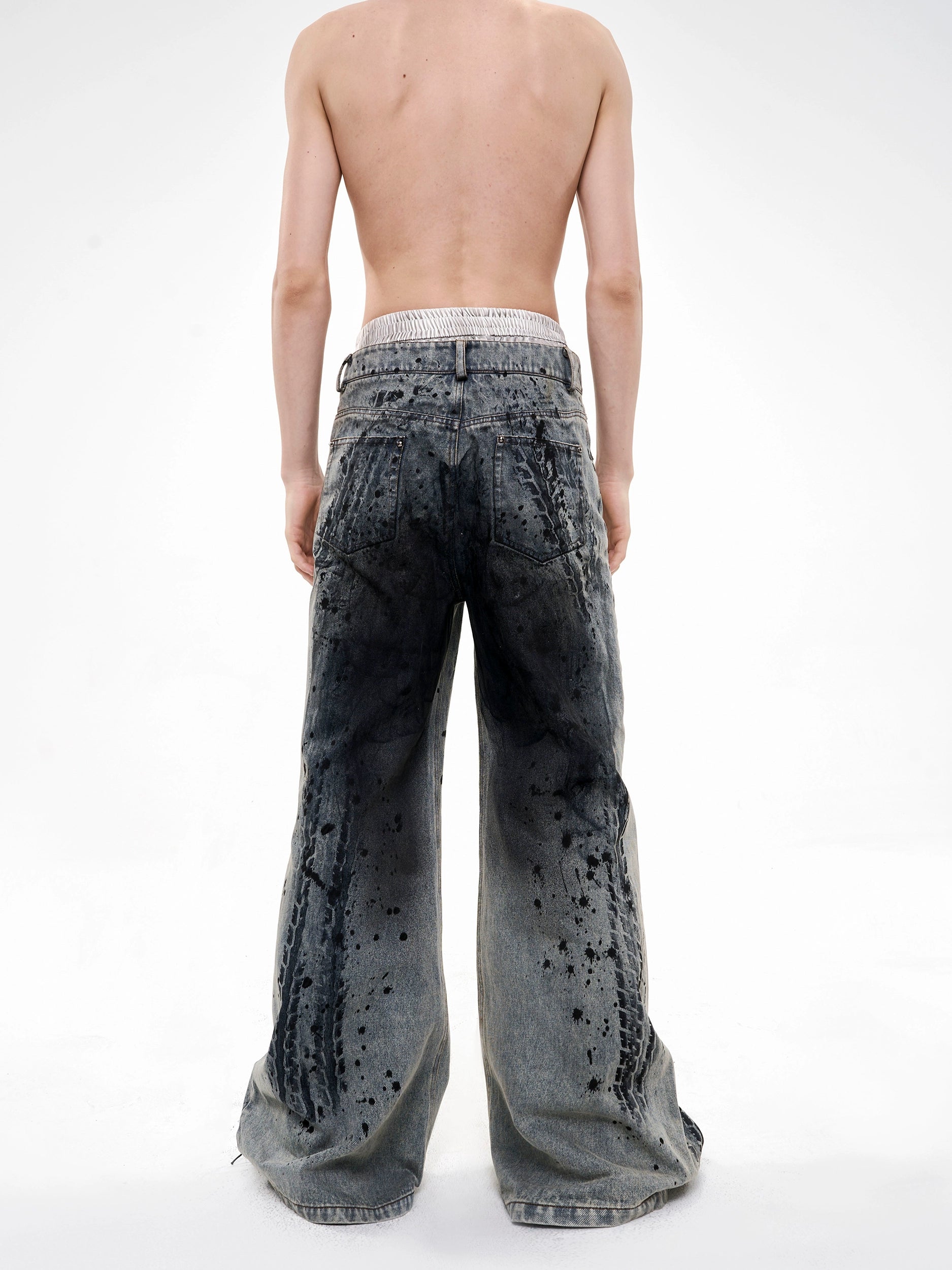 Acid Wash Cropped Denim Jacket and Pants Setup