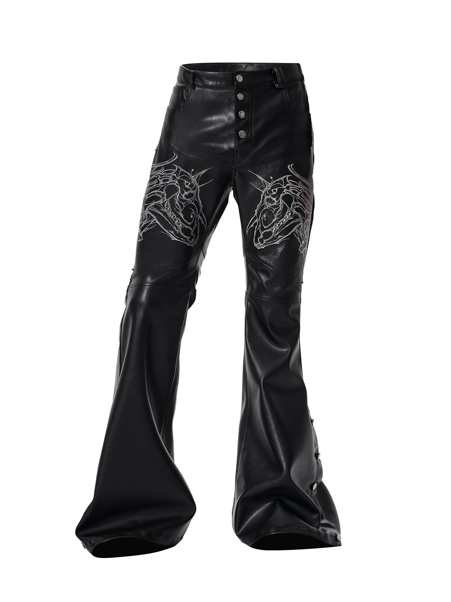 Dragon Howl Flare Leather Pants
