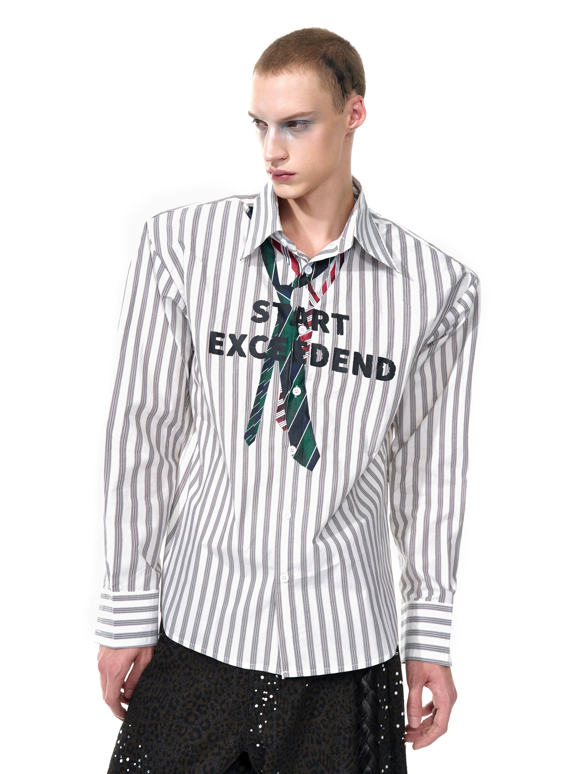 Light Grey Shirt with Decorative Front Tie