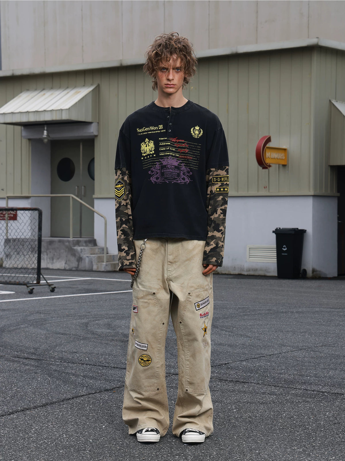 Camo Regiment Layered Henley Shirt