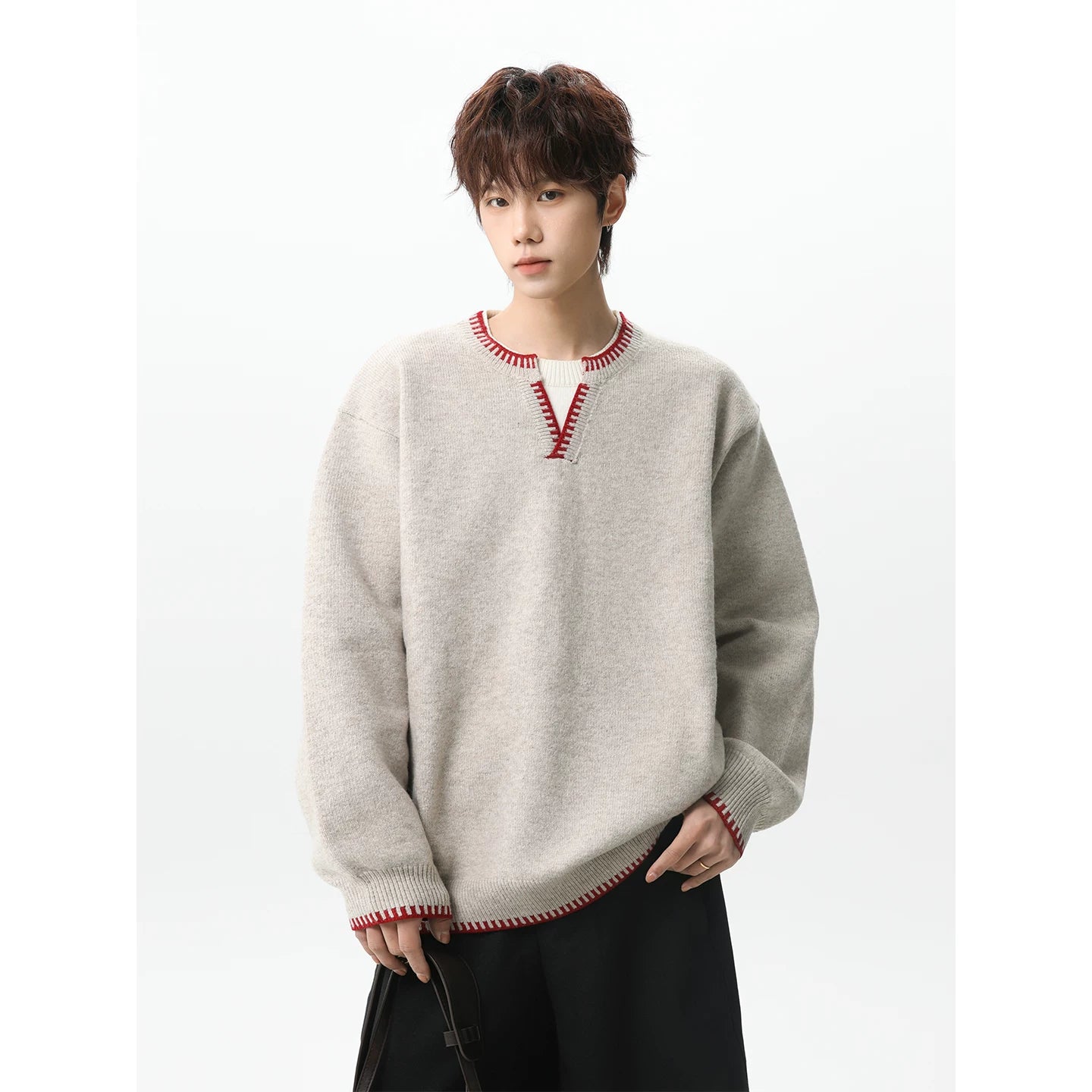 Ember Stitch Charcoal Knit Pullover