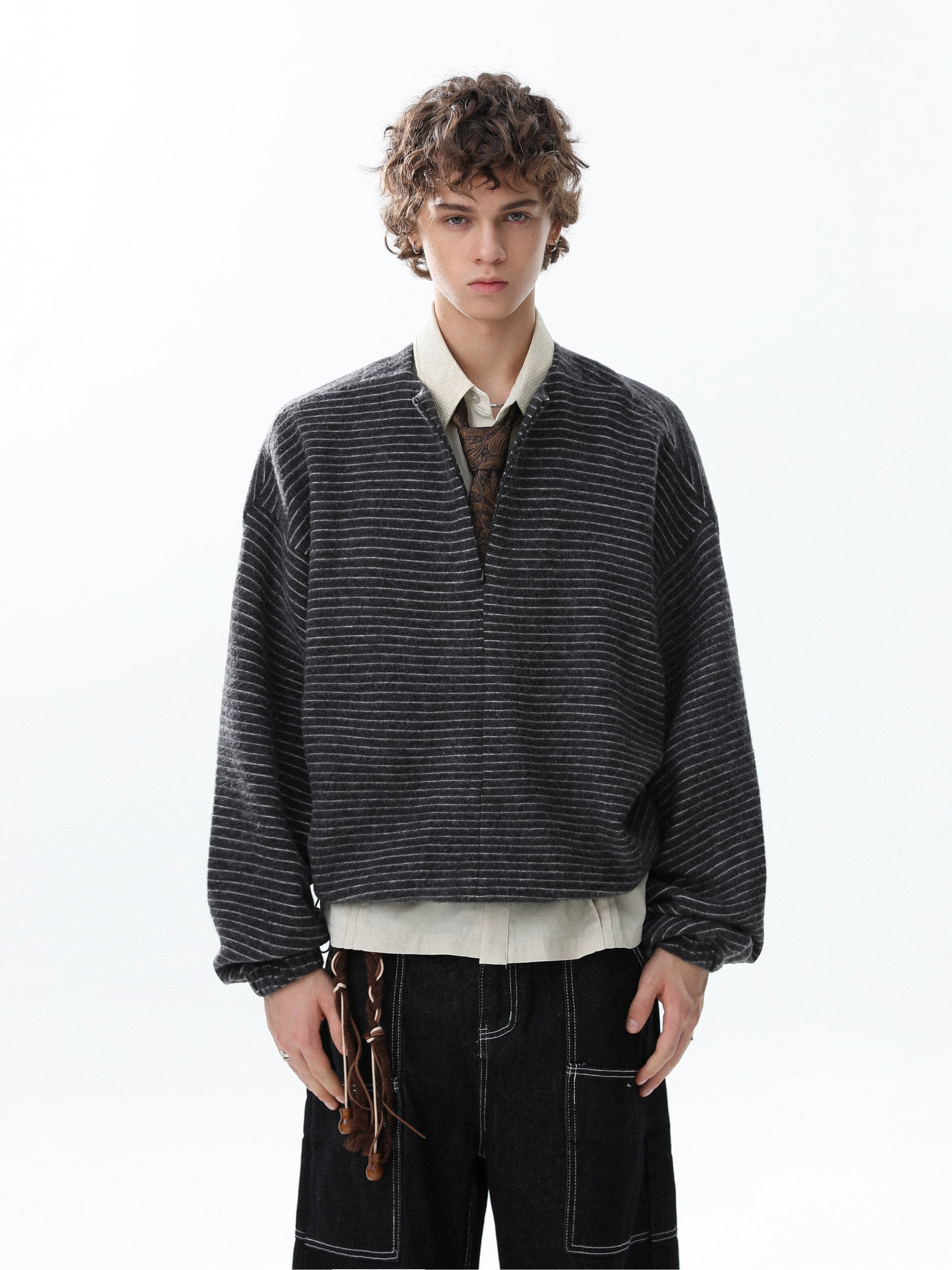 Charcoal Lines Relaxed Pullover