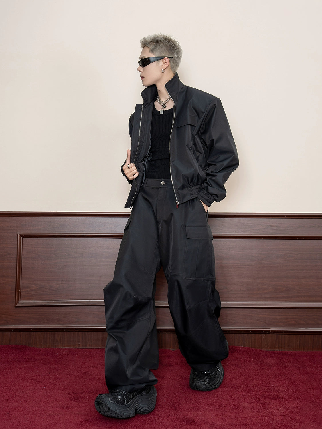 Oversized Black Utility Cargo Pants
