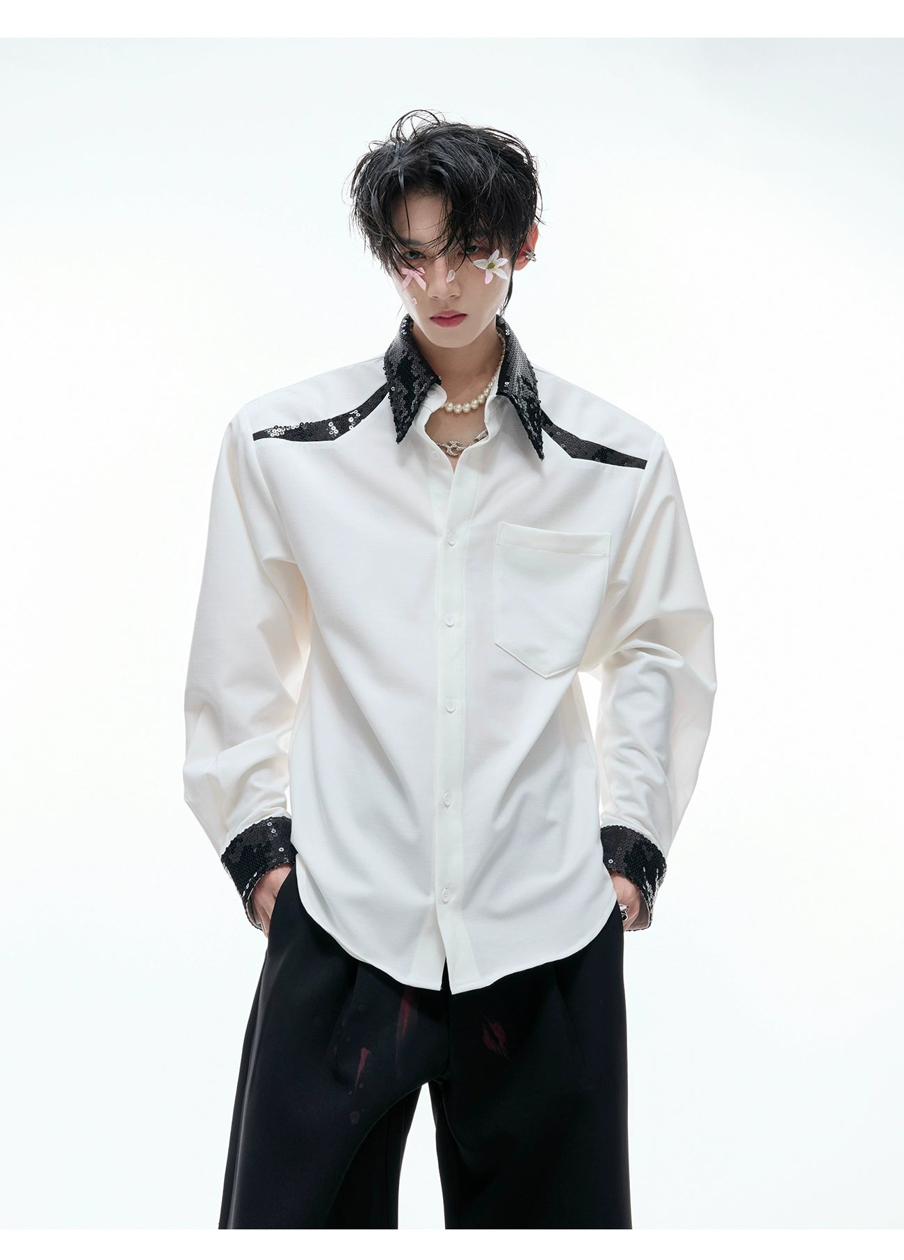 Sequin Trim Party Shirt