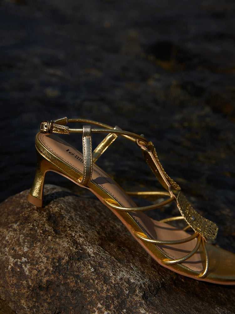 Gold Filigree Strappy Sandals