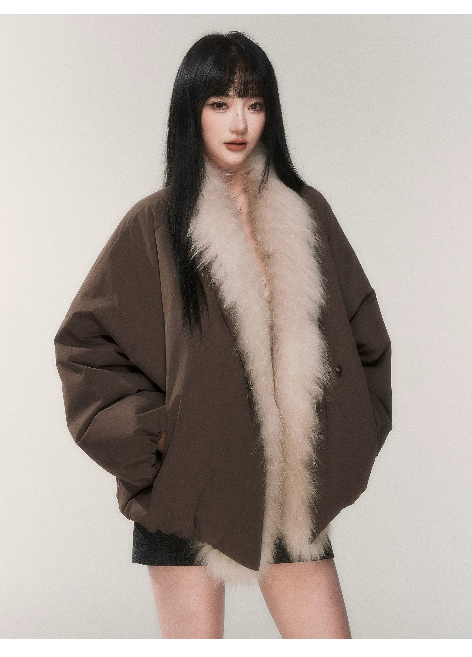 Mocha Snowdrift Faux Fur Collar Parka