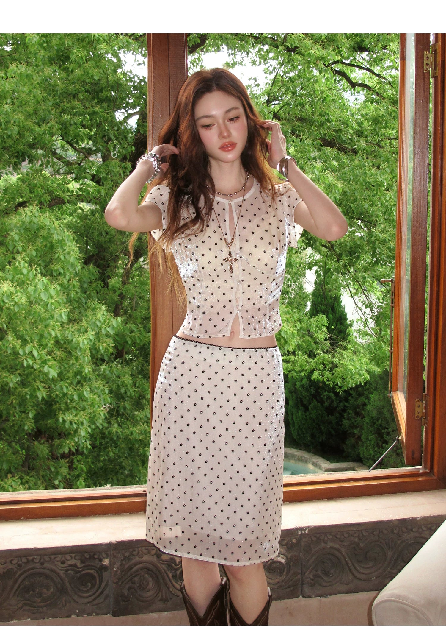 Garden Lumière Dotted Mesh Blouse