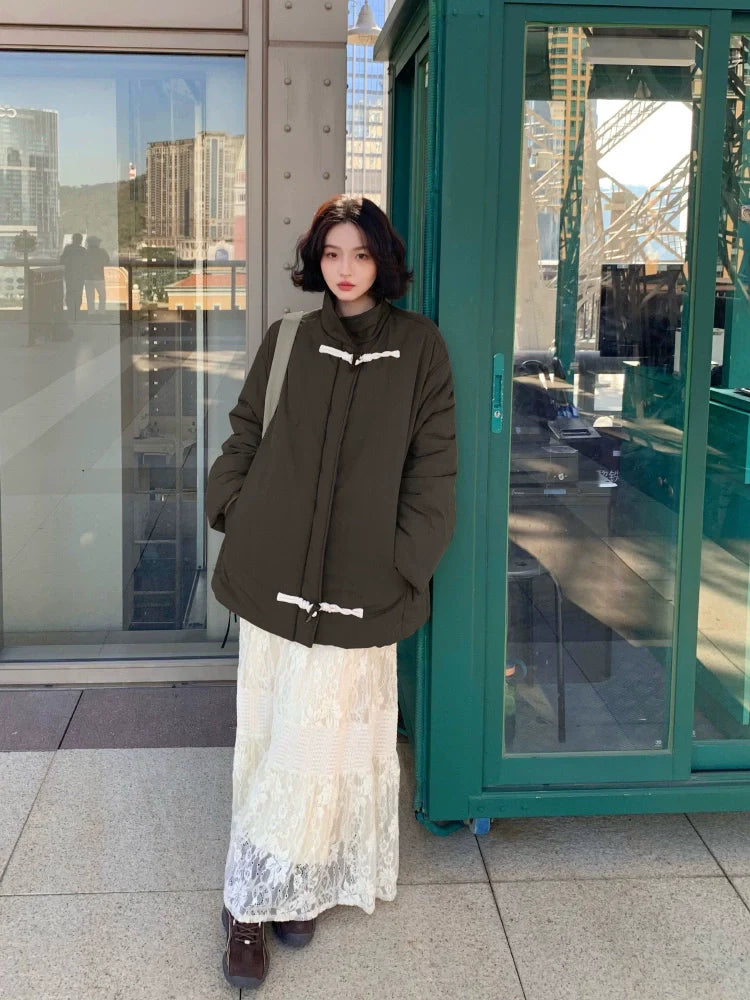 Corduroy Contrast Collar Quilted Jacket