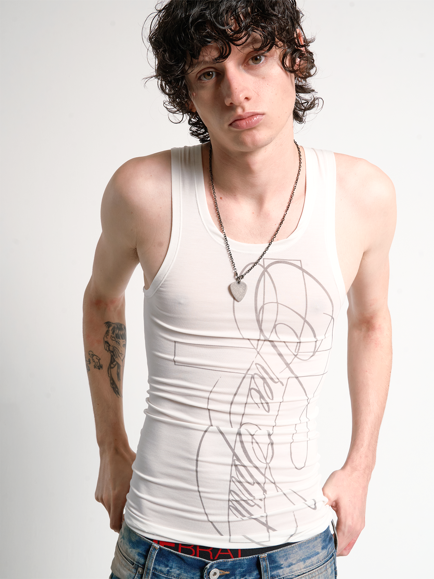 Cross Script Fitted Tank Top
