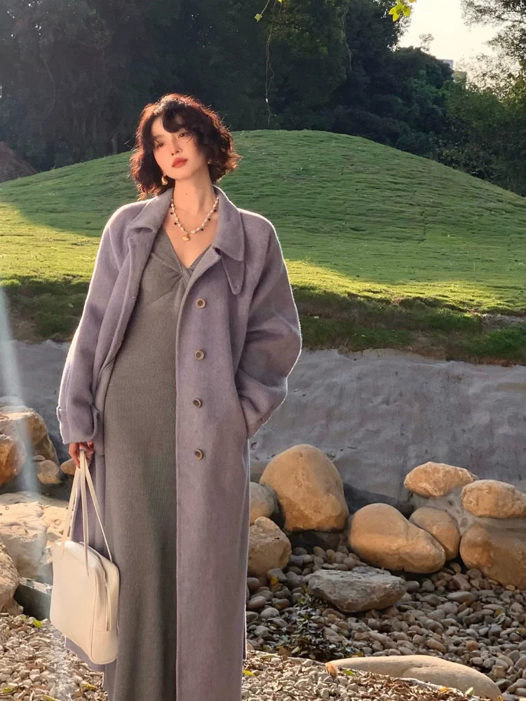 Stand Collar Wool Overcoat