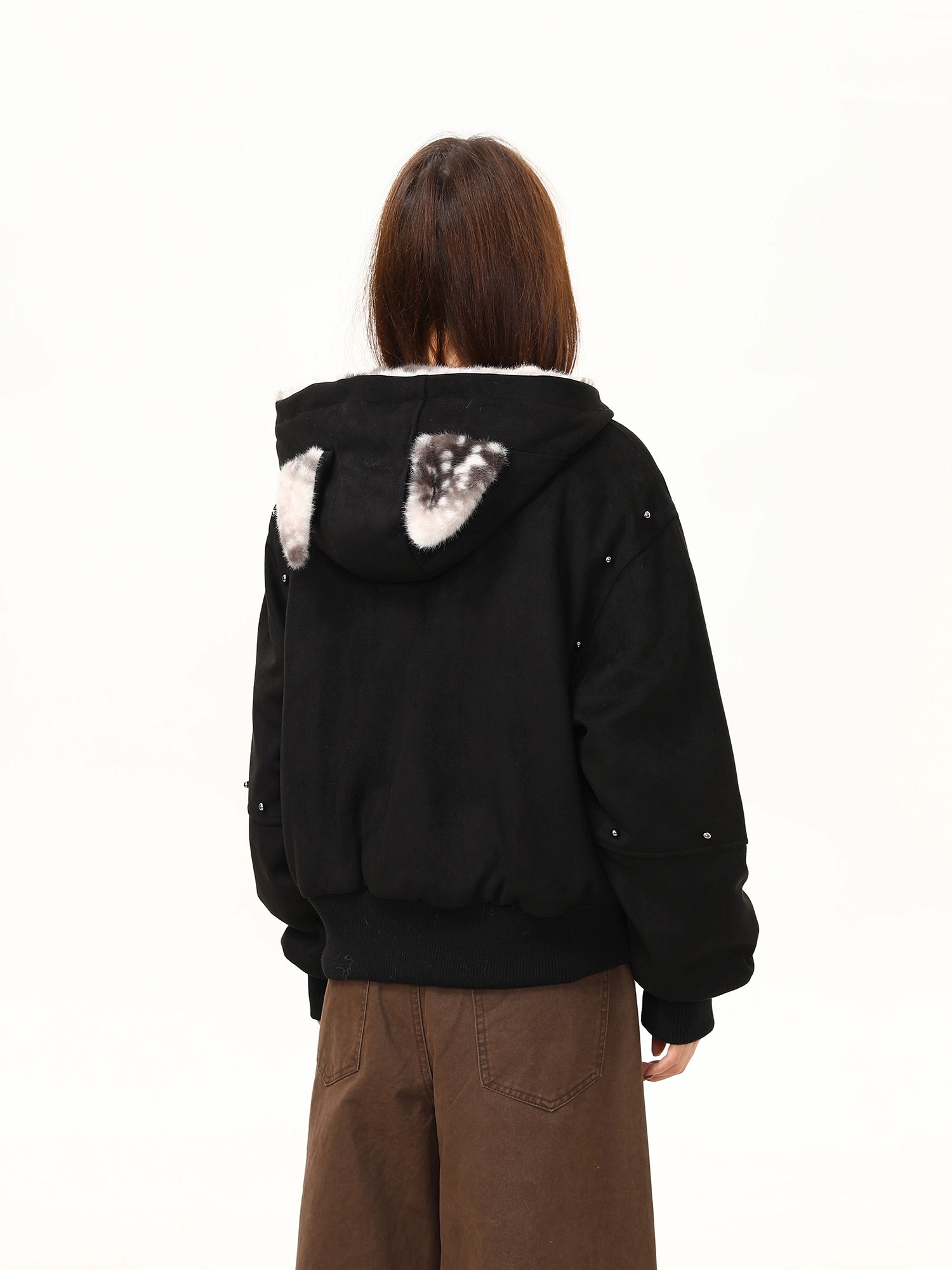 Midnight Howl Furry Ears Hoodie Jacket