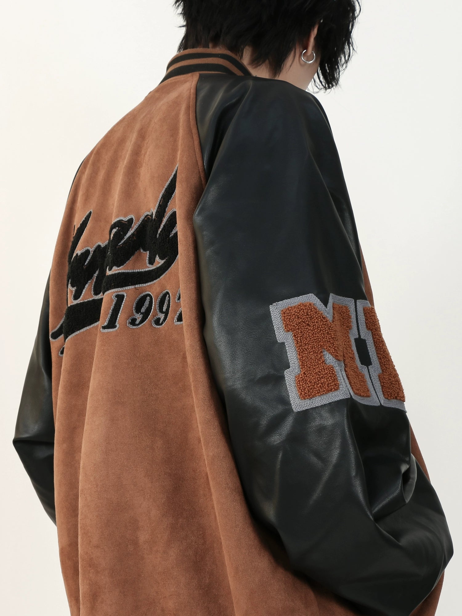 Monochrome Script Varsity Bomber Jacket