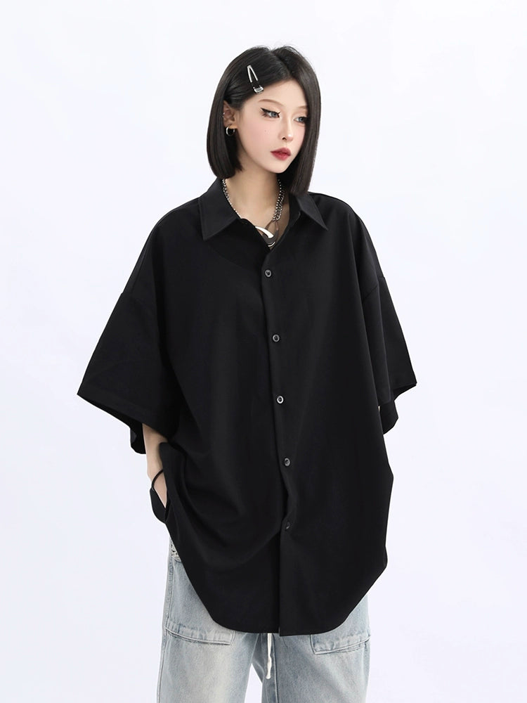 Oversized Black Button-Down Shirt
