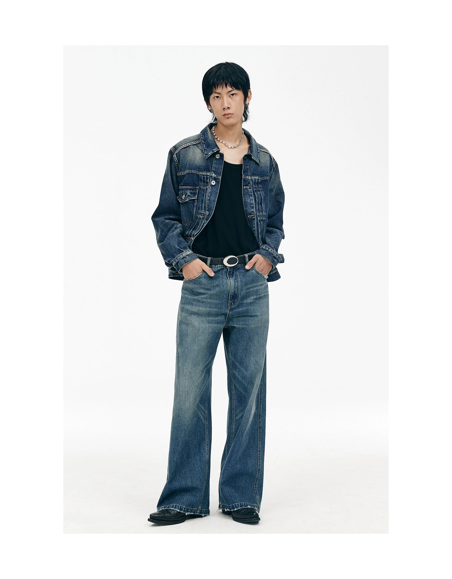 Dark Wash Wide-Leg Relaxed Jeans