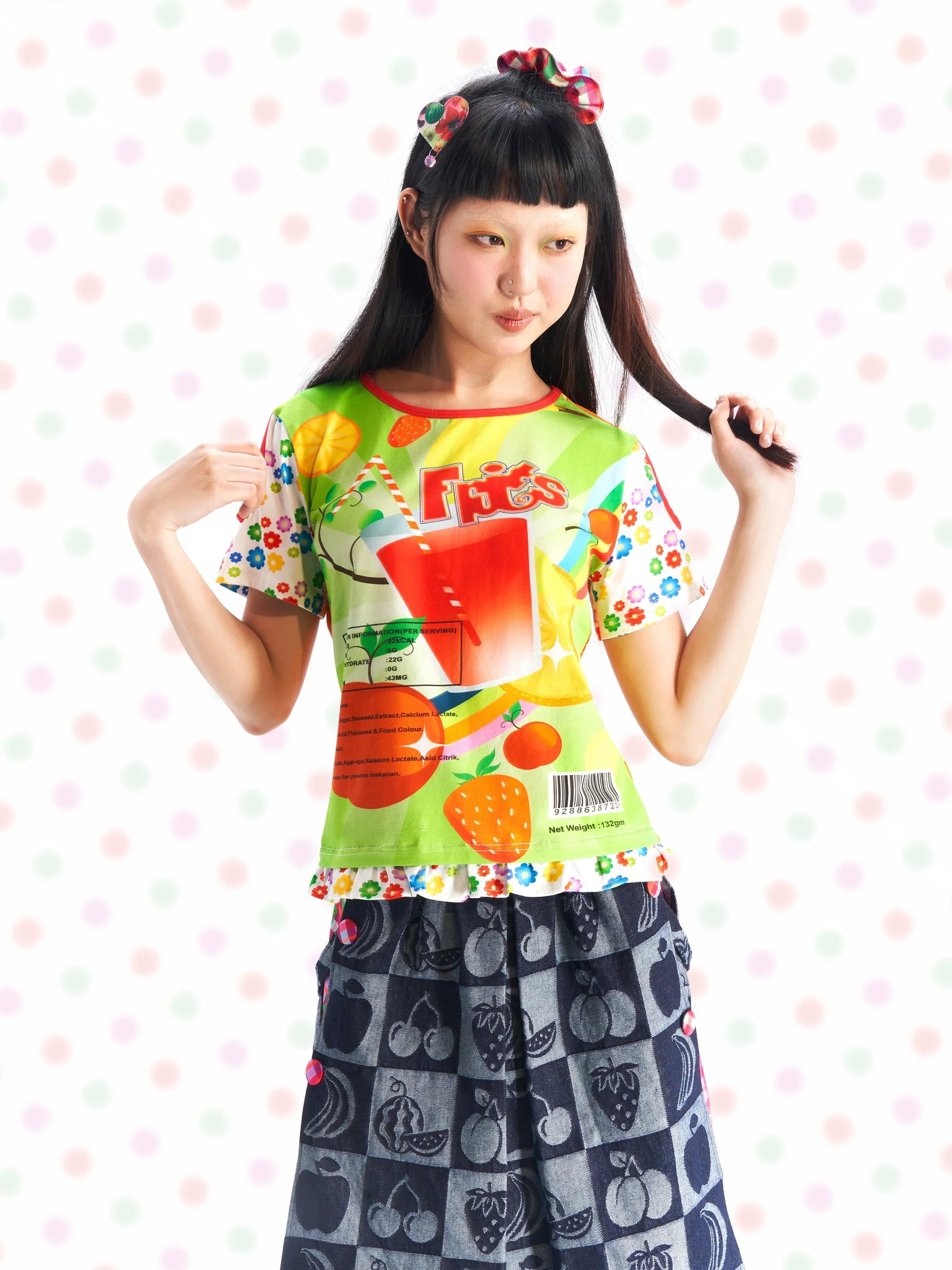 Fruit Juice Package Print T-shirt