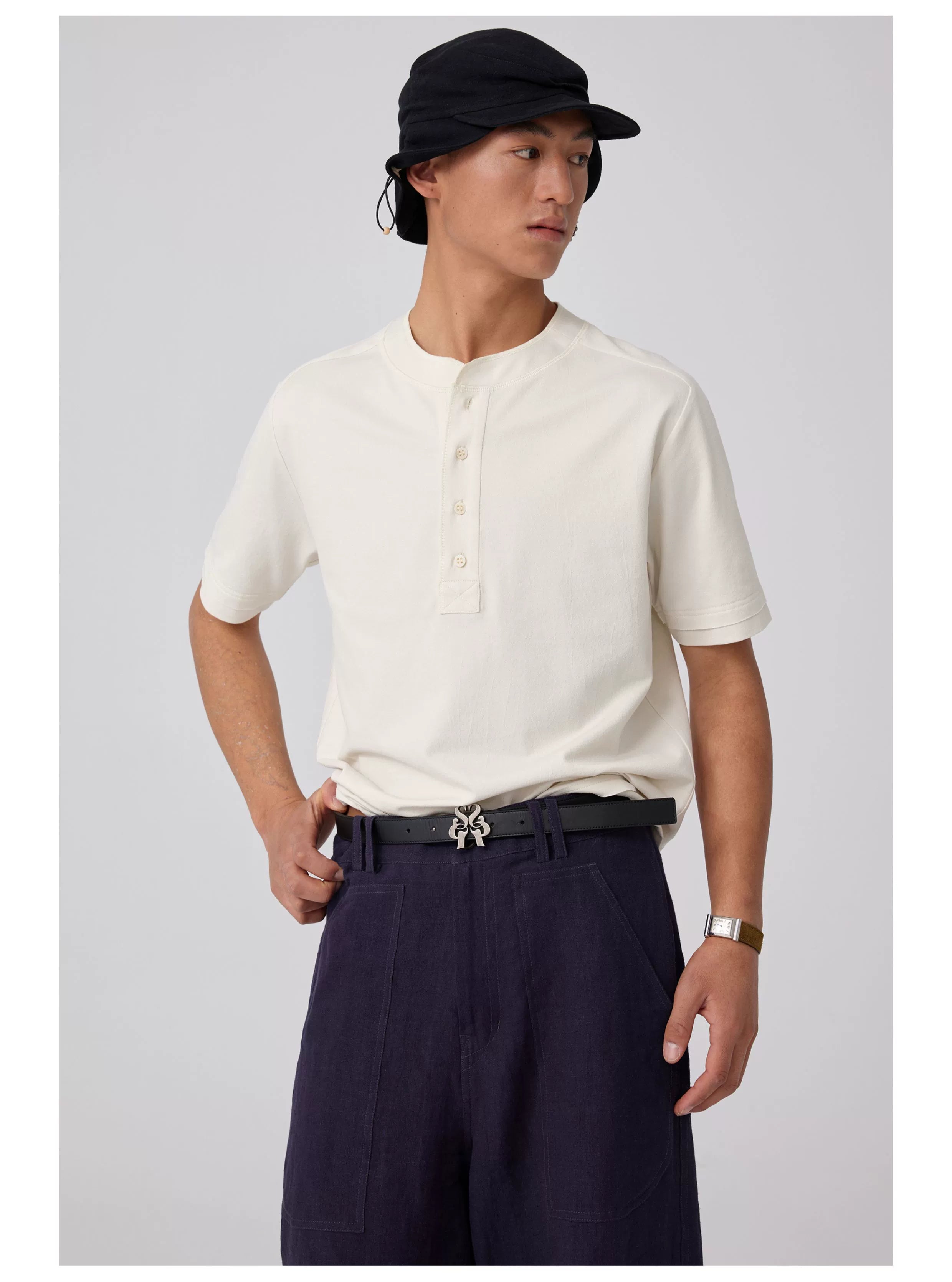 Adjustable Black Newsboy Cap