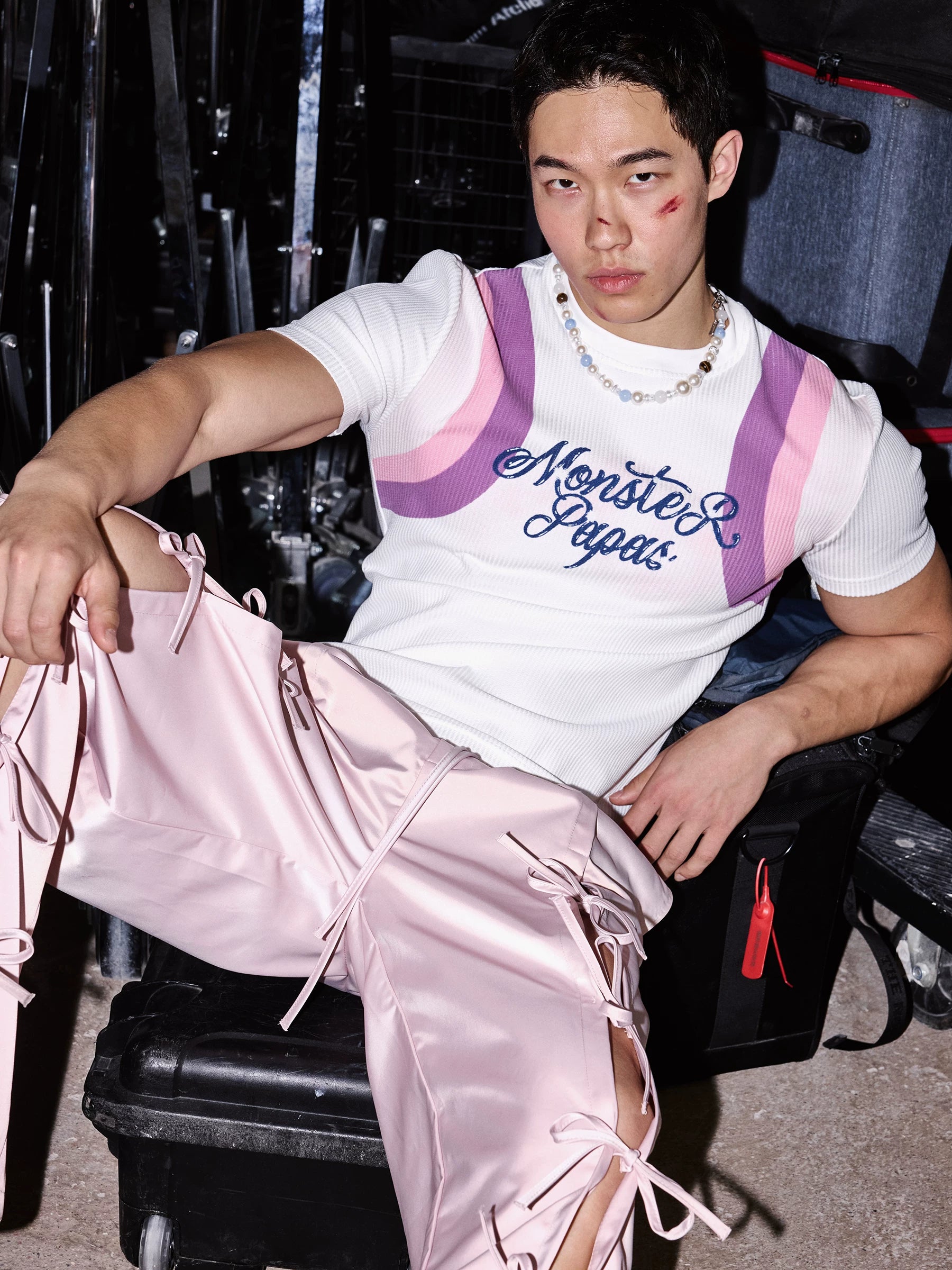 White Suspender Graphic Tee