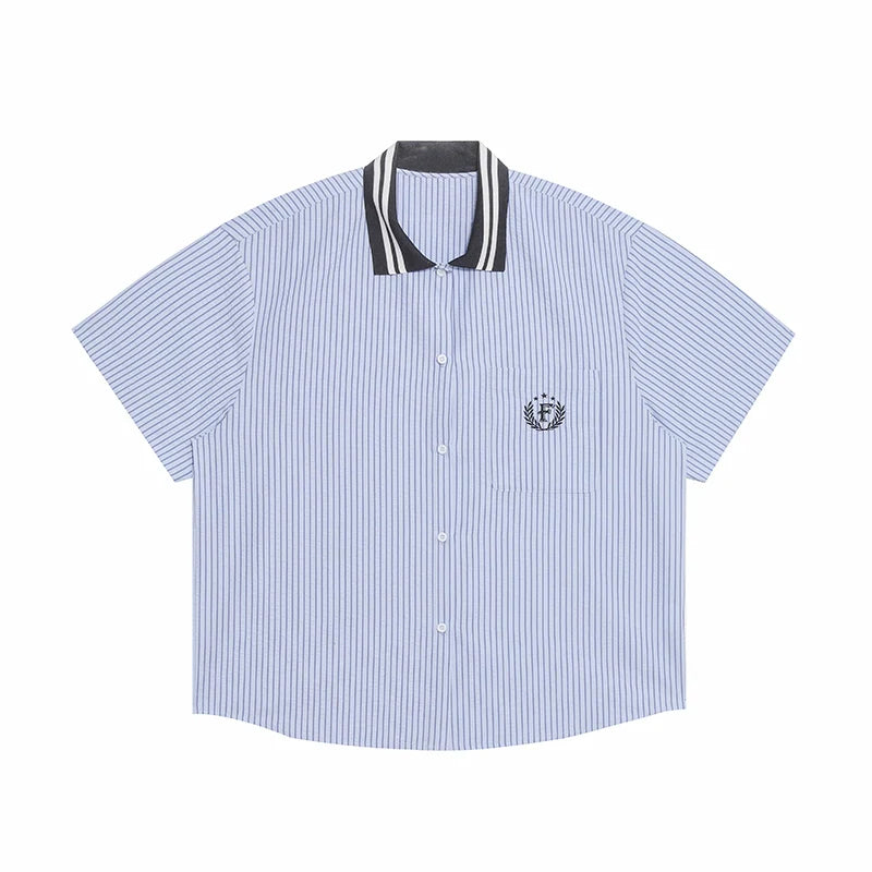 Striped Retro College Shirt - chiclara