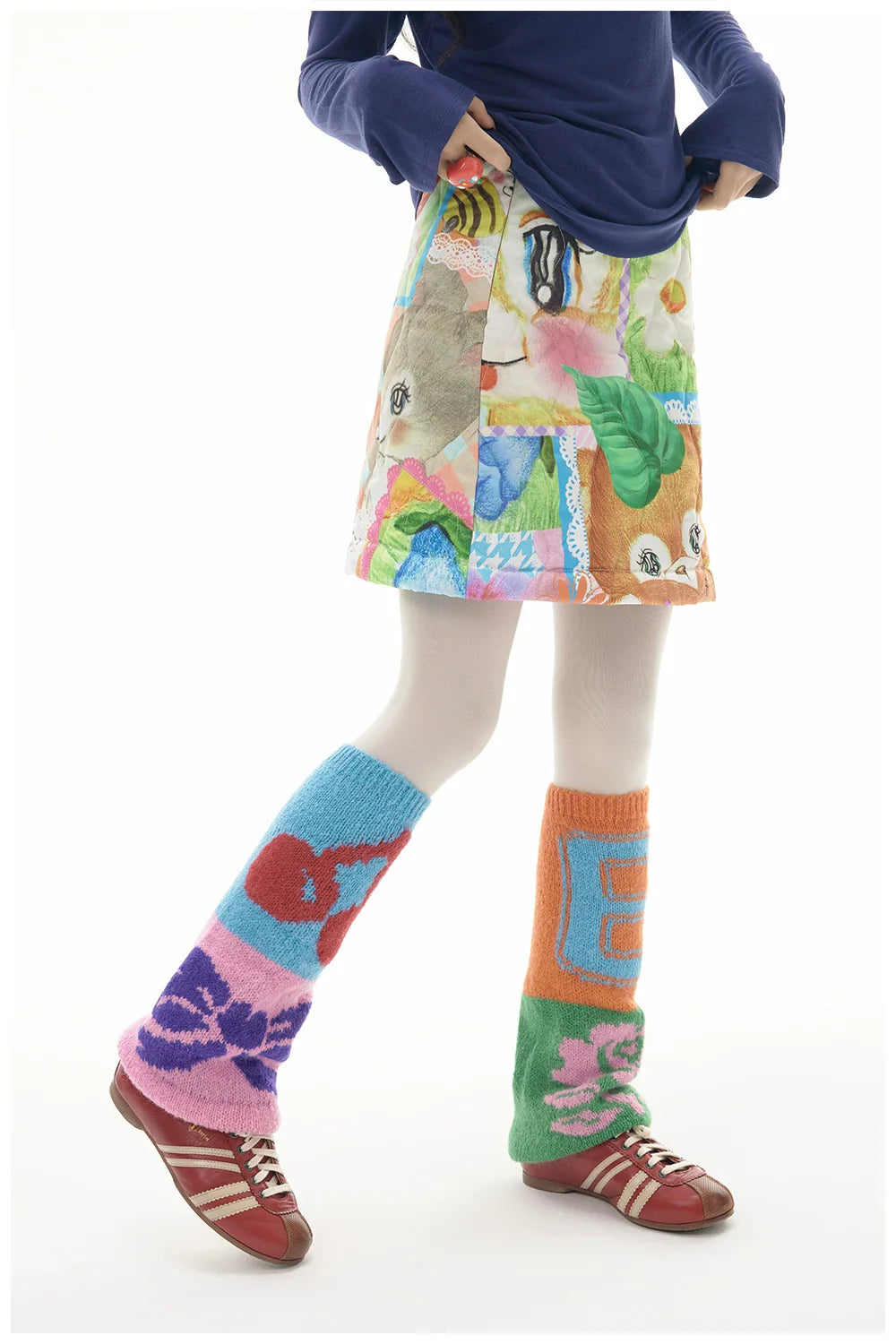 Patchwork Print Mini Skirt