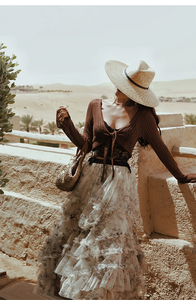 Sheer Knit Tie Cardigan