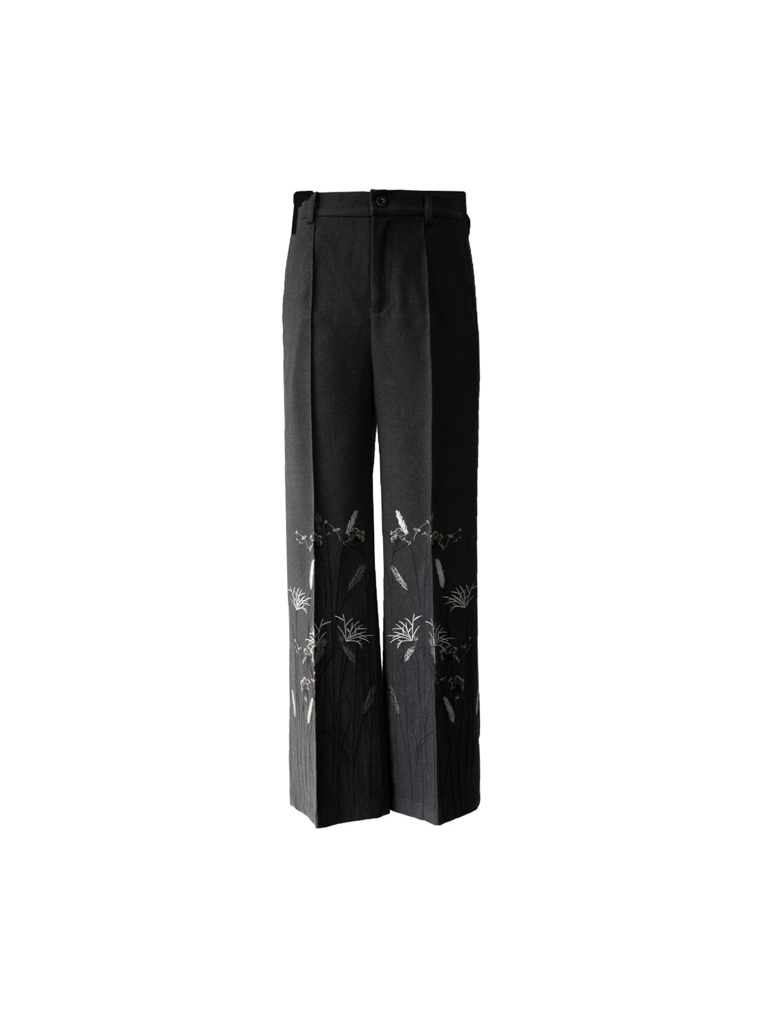 Midnight Meadow Embroidered Wool Trousers
