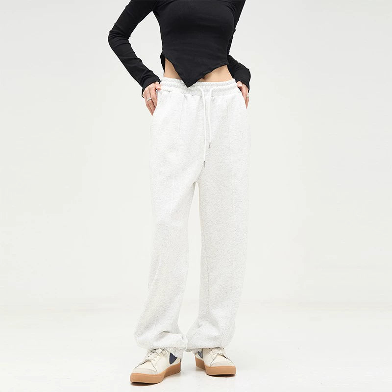Elastic Waistband Wide-Leg Sweatpants