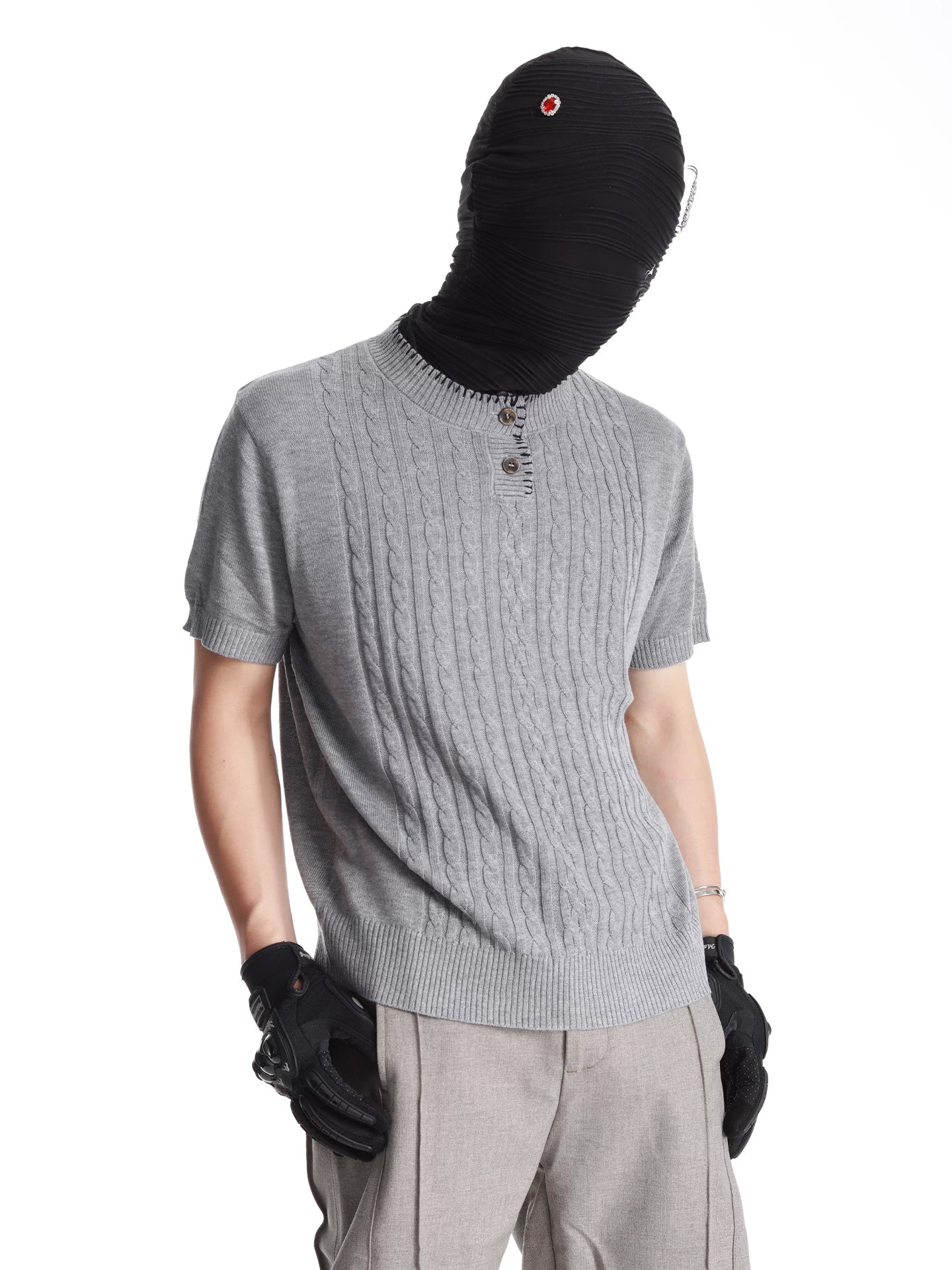 Monarch Cable Knit Henley Sweater Tee