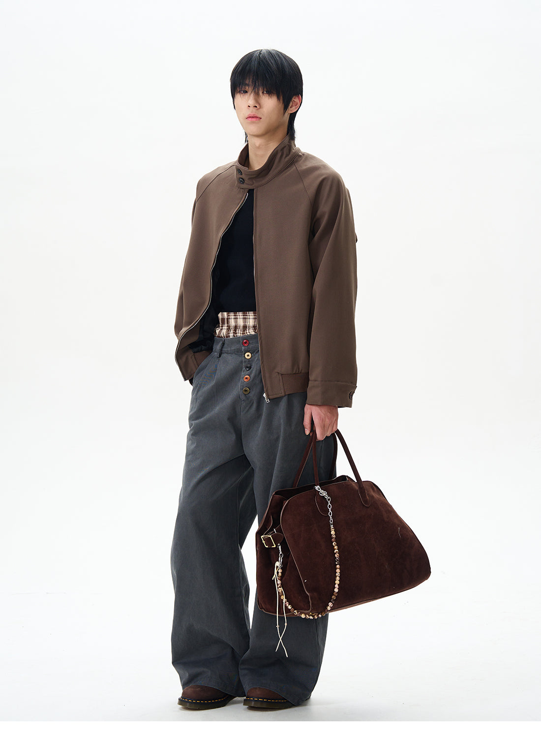 Wide Brown Oversized Combat Trousers